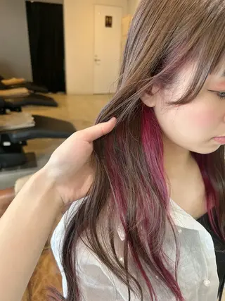 ロング カラー レイヤー×ハイトーン 天神美容室のヘアスタイル