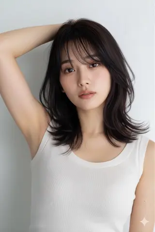 ミディアム カラー ヘアアレンジ 韓国レイヤー ハッシュ🤍渋谷のヘアスタイル