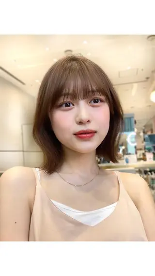 ミディアム カラー パーマ ヘアアレンジ 小野寺瑞希 /最小顔カットのヘアスタイル