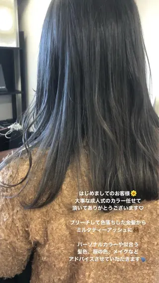 セミロング カラー せこぐち まいのヘアスタイル