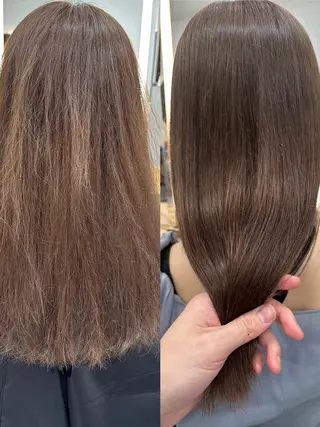 パーマ ルネ所属・切りっぱなしボブ グレージュ/福田梢のヘアスタイル