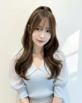 ロング カラー ブリーチなし韓国ヘア レイヤー縮毛🤍渡邉のヘアスタイル