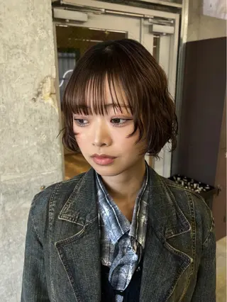 ミディアム 愛加メンズパーマ・ ボブ・ブリーチのヘアスタイル