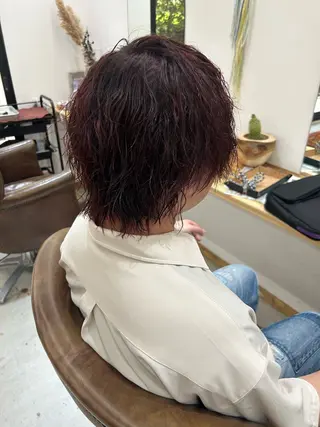 パーマ メンズ なつめ🐶ショート ベージュカラーのヘアスタイル