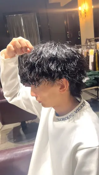 パーマ メンズ メンズパーマ眉毛 特化アユム🔥のヘアスタイル
