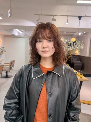 ミディアム パーマ パーマ＊ 顔まわり似合わせのヘアスタイル