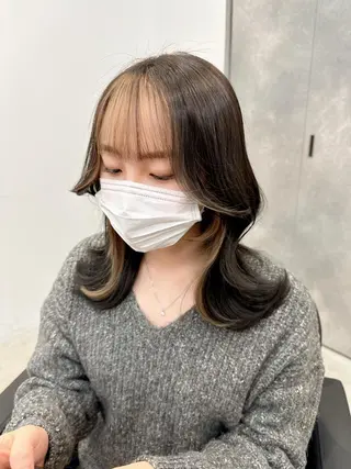 セミロング カラー 顔周り似合わせ・巻け るレイヤー水谷航大のヘアスタイル