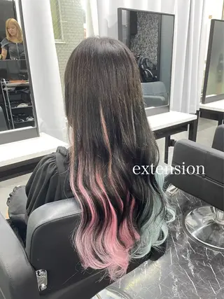 ロング カラー エクステ🩵ブリーチ 韓国ヘア🩵KAEのヘアスタイル