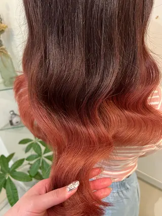 ロング ブリーチしない暖色 カラー🥀杉 優菜のヘアスタイル