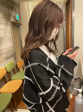 セミロング カラー レイヤー/ボブ/ 顔周り/yukinaのヘアスタイル