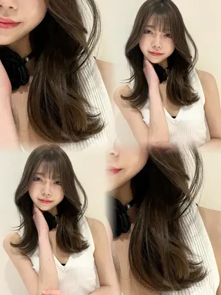セミロング カラー ヘアアレンジ レイヤーカット指名 No.1💖マユカのヘアスタイル