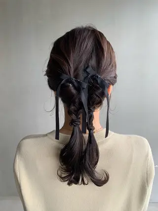 セミロング ヘアアレンジ ブリーチ/アレンジ 天満/chihiroのヘアスタイル