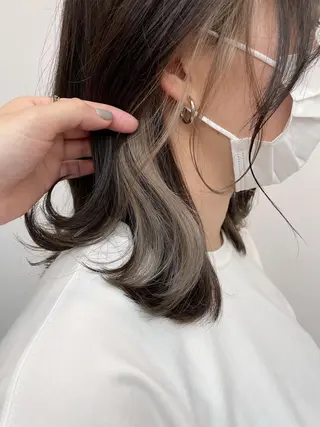 ミディアム カラー ヘアアレンジ 前髪顔周り✂️店長 ❤️アマミヤ❤️のヘアスタイル