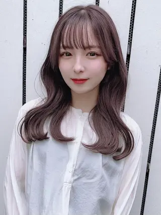 セミロング カラー 映える顔周りカット ♥️韓国ヘア"ちぇるのヘアスタイル
