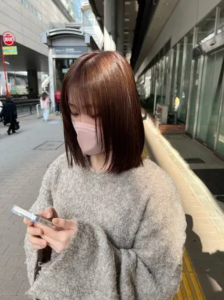 ミディアム 韓国ボブ/縮毛矯正 /レイヤーカットのヘアスタイル