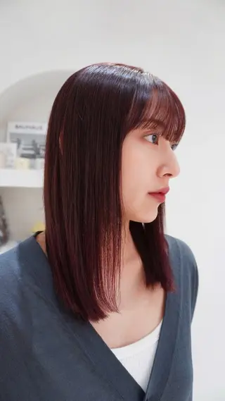 ミディアム カラー 透明感グレージュ カラー大夢🫧のヘアスタイル