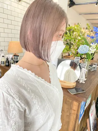 ミディアム カラー 顔周りレイヤー/韓国 ブリーチminamiのヘアスタイル