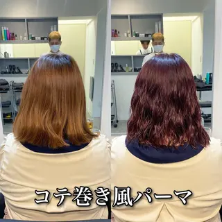 ミディアム カラー パーマ "ブリーチ縮毛矯正” /デサキショウヘイのヘアスタイル