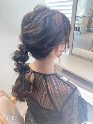 セミロング カラー ヘアアレンジ 🫧ブリーチなし 透明感カラーゆん🫧のヘアスタイル