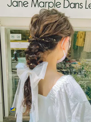 ロング カラー ヘアアレンジ キッズ マツエク・マツパ アイブロウ Noah's　Ark所属・透明感カラー🫧ヘア セット🫧松本菜月の眉毛・アイブロウイメージ