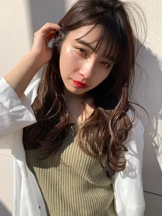 ロング カラー パーマ ヘアアレンジ マツエク・マツパ レイヤー＆カラー 人気美容師倉崎涼のヘアスタイル