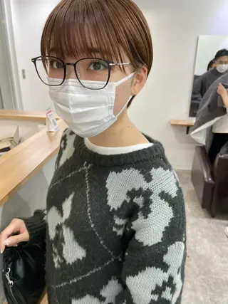 ショート カラー パーマ/透明感カラー /ボブ/吉田一生のヘアスタイル