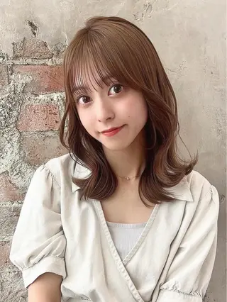 ミディアム 🧡くびれヘア/前髪 顔周り🧡久原結衣のヘアスタイル
