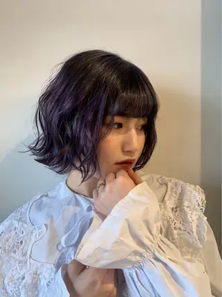 ショート カラー パーマ 長瀬遥姫❁⃘笹塚 インナーカラーのヘアスタイル