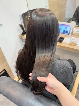 ロング カラー パーマ 縮毛矯正/艶暖色 カラー/パーマひふみのヘアスタイル