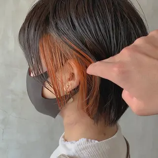 ショート カラー ヘアアレンジ 切りっぱなしボブ/ デザインカラー店長のヘアスタイル
