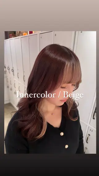 セミロング カラー ハイライト/インナー /ブリーチ/レイヤーのヘアスタイル