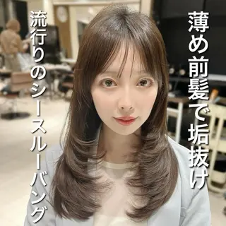 ロング 🎀大竹美侑／顔まわ りカット／レイヤーのヘアスタイル