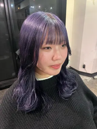 セミロング カラー YUNA🍒 暖色カラーのヘアスタイル