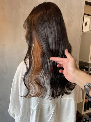 ロング カラー ヘアアレンジ 切りっぱなしボブ/ デザインカラー店長のヘアスタイル