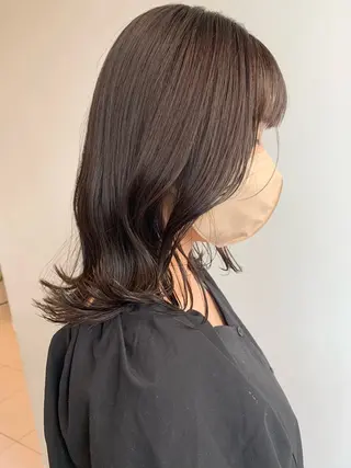 セミロング カラー moeka レイヤー /艶カラー/韓国のヘアスタイル