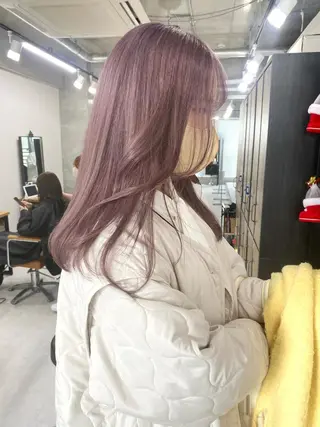 ミディアム カラー ヘアアレンジ 🌷FUKA🌷 まろやかハイトーンのヘアスタイル