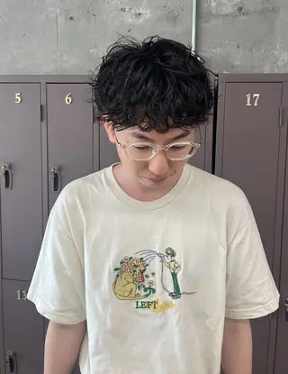 ショート パーマ メンズ ナガノリノ /ボブ/ ベージュ/暖色のヘアスタイル