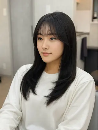 セミロング ✨韓国ヘア✨ レイヤー✂️鎌倉楓麻のヘアスタイル