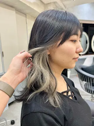 セミロング カラー パーマ ボブ｜韓国｜美髪矯正 ｜amika🌙のヘアスタイル