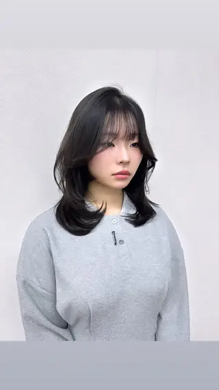 セミロング カラー ヘアアレンジ 酸性縮毛矯正🧴韓国 レイヤー/髪質改善のヘアスタイル