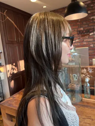 ロング カラー Vicky オリーブ メンズカジュアルのヘアスタイル