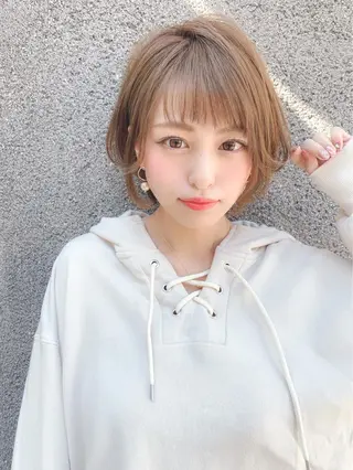 ショート カラー パーマ 大人かわいい💍🤍 ボブ/ショートボブのヘアスタイル