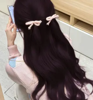ロング カラー ヘアアレンジ 🎀Nanako🦢 暖色girly🪽‪のヘアスタイル