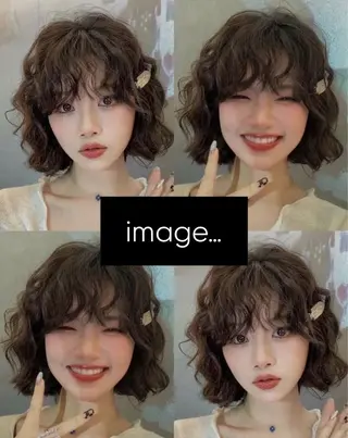 ミディアム パーマ designcolo r/似合わせNOKAのヘアスタイル