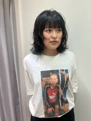 ミディアム パーマ 松村 澪里のヘアスタイル