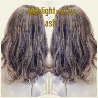 ミディアム カラー ハイライト/ブリーチ バレイヤージュ関佳祐のヘアスタイル