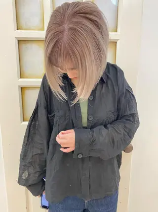 ミディアム カラー 顔周りレイヤー/韓国 ブリーチminamiのヘアスタイル