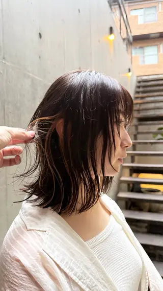 ミディアム カラー casi所属・メンズパーマ／ボブ 星本広海のヘアスタイル