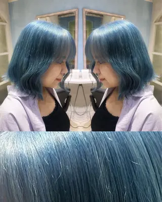 セミロング カラー ハイトーンカラー/ 青髪/💙みずき💙のヘアスタイル