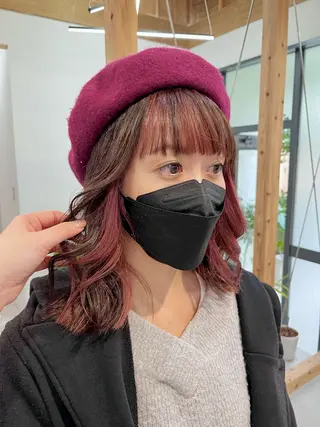 ミディアム カラー ブリーチなしカラー ダブルカラーエクステのヘアスタイル